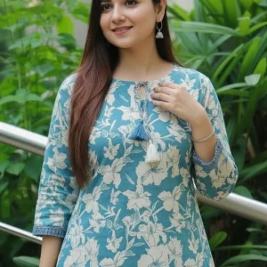 Women floral printed kurta made from soft breathable fabric with elegant ethnic design